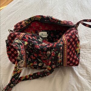 Vera Bradley Retired Anastasia Print Red and Black Floral Pattern Shoulder Bag